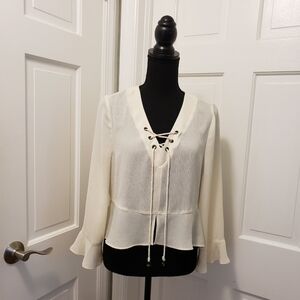 Frye Cream Colored Sheer Blouse Size Small, Boho, Casual